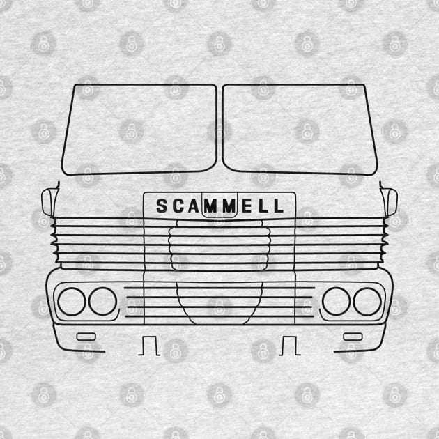 Classic 1970s Scammell Routeman lorry black outline graphic by soitwouldseem